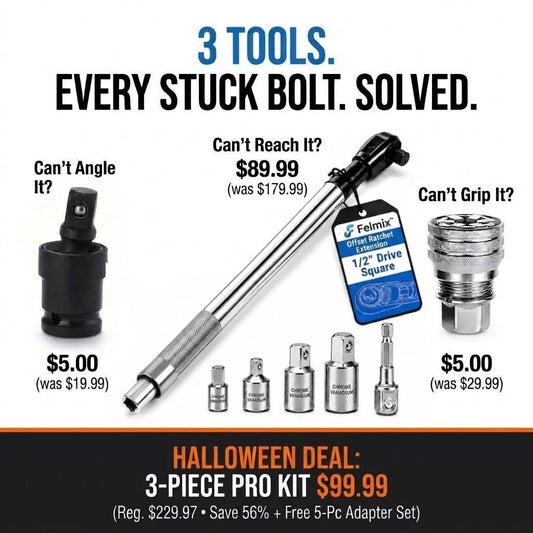 Felmix™ Offset Ratchet Extension — 3-Piece Pro Kit