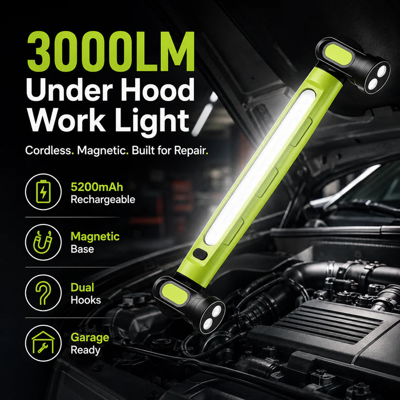 3000LM Cordless Under Hood Work Light Bar for Car Repair & Garage Use